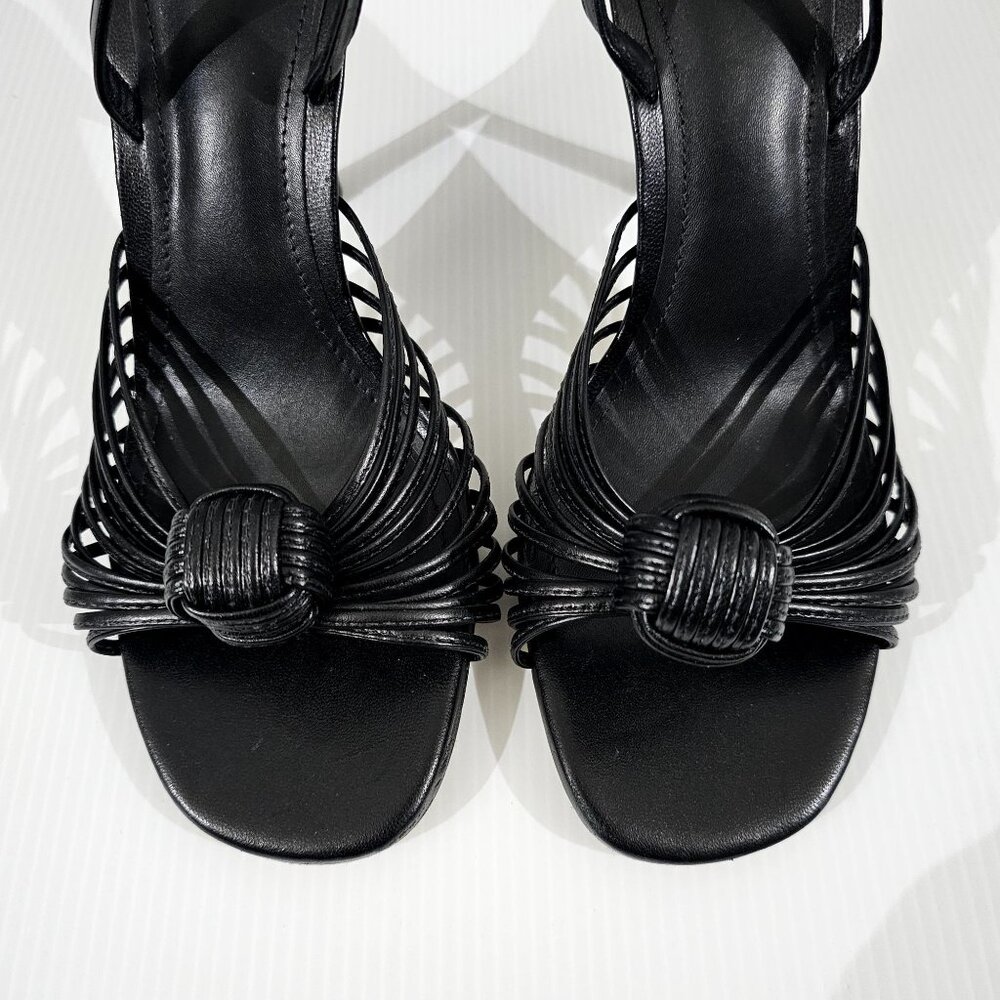 Larroude Valerie Slingback Knotted Sandal Stiletto Black Leather Size 9.5 NWOT - Picture 5 of 13